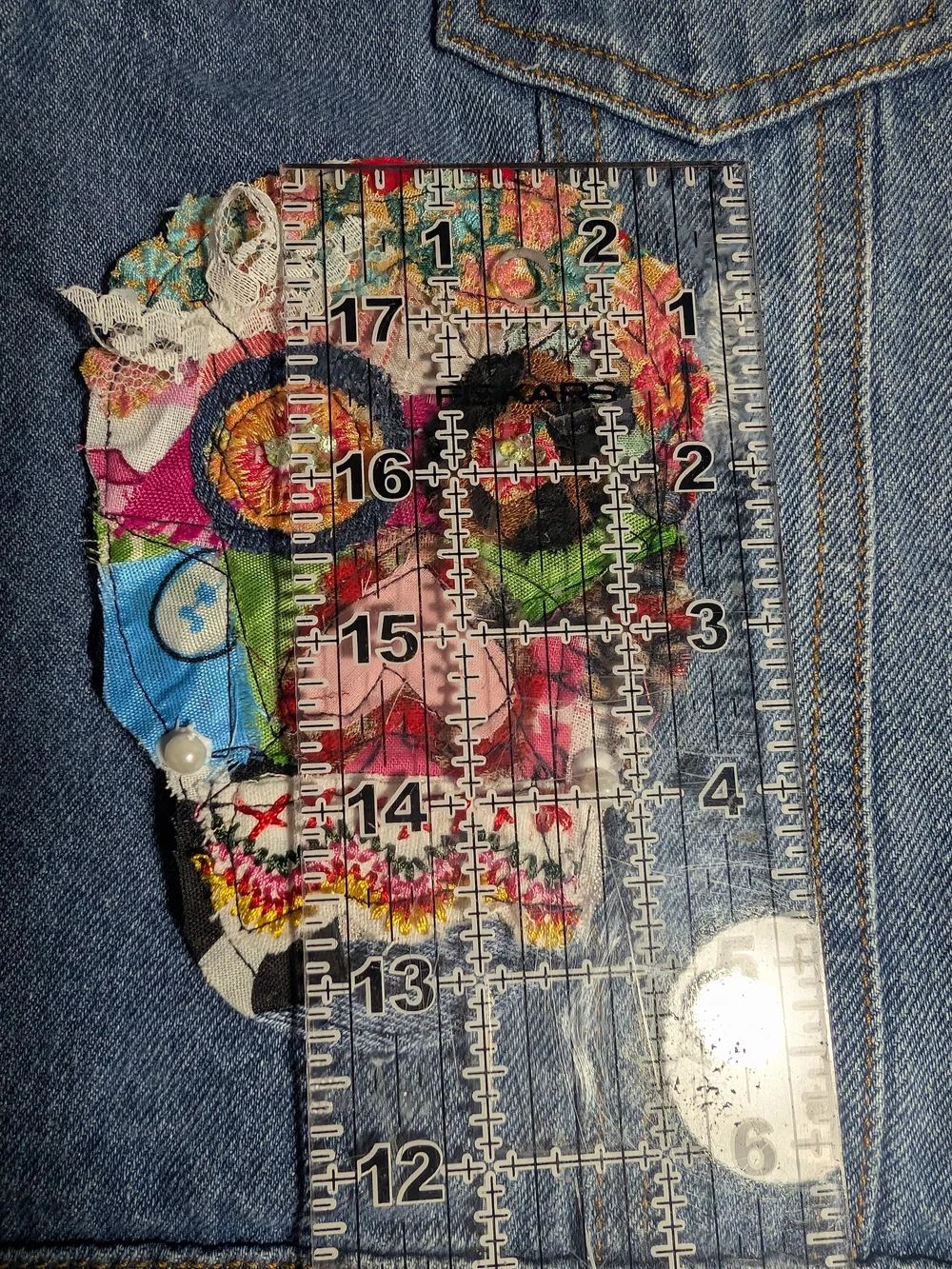Handmade Multicolor Fabric Skull Brooch - Women Accessories